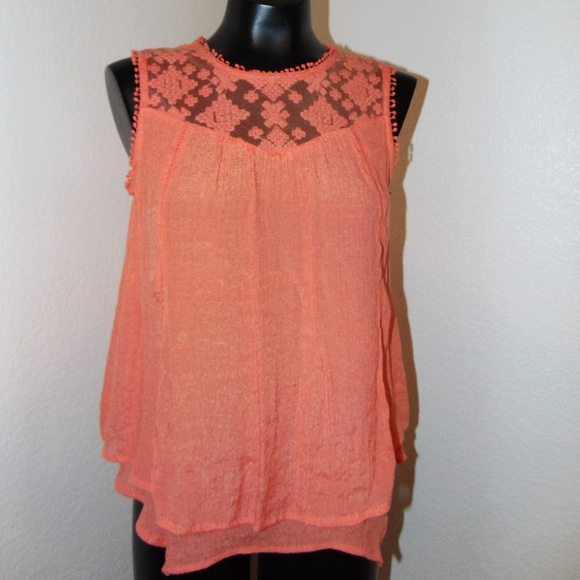 Studio Petite Tops - Orange Mesh top Blouse by Studio Petite in sz PM